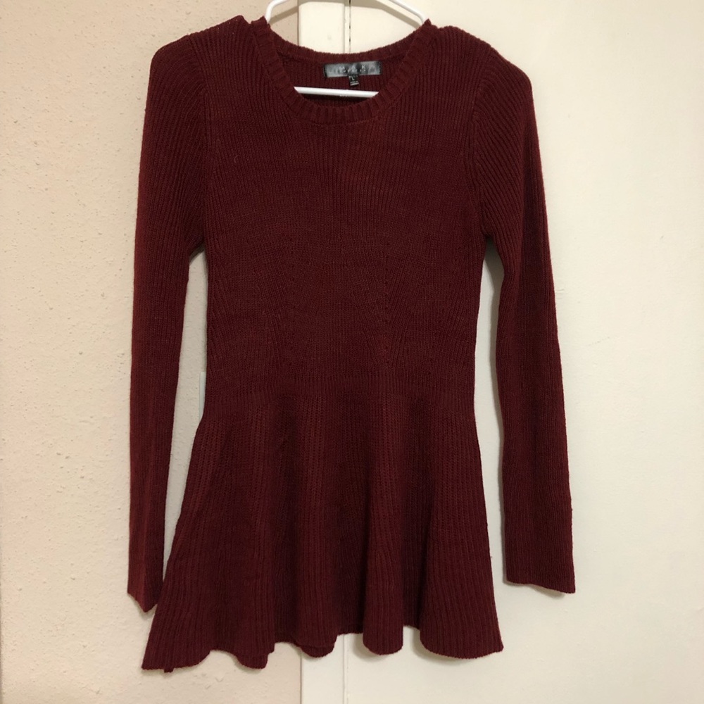 MAK burgundy peplum sweater